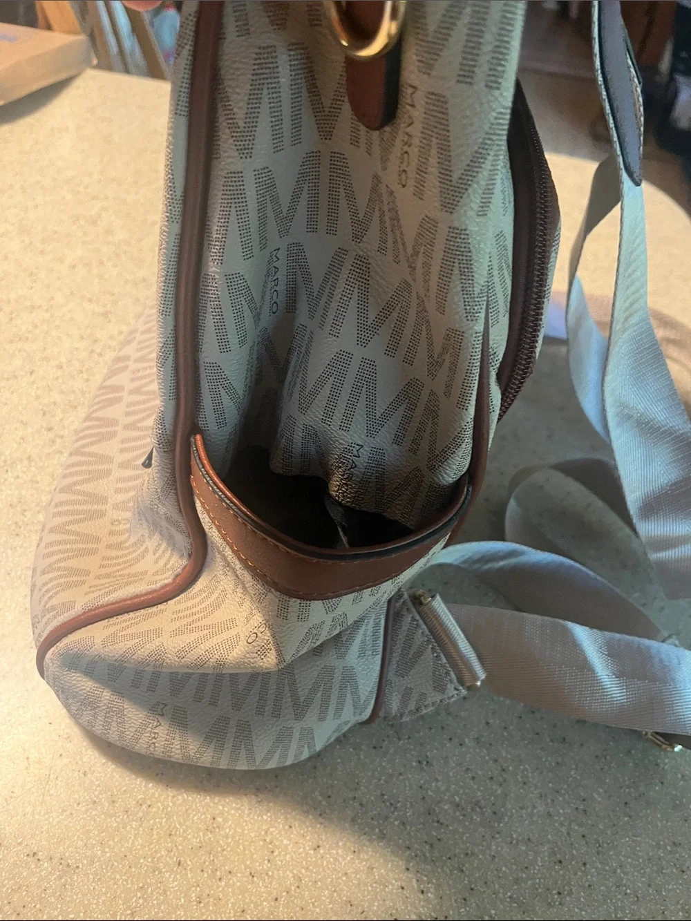 Marco Beige and Brown Monogram Backpack with Pouch